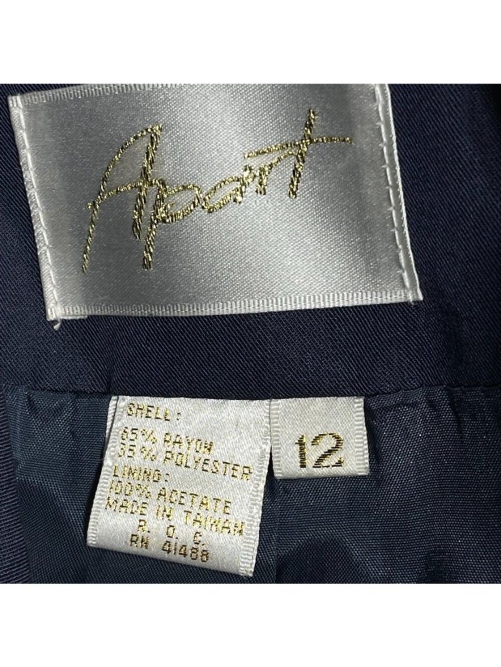 Apart Womens Navy Blazer Jacket Size 12 With Button Closure & Notched Lapel - Picture 3 of 8